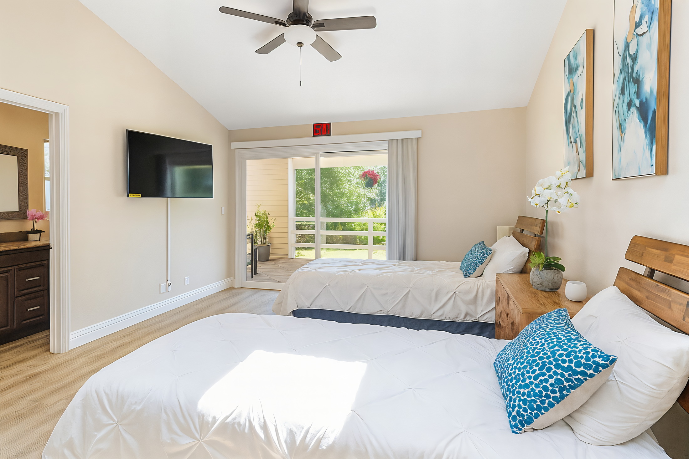 Master bedroom opening to the porch